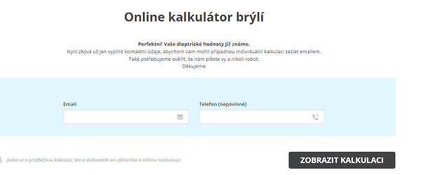 Online kalkulátor brýlí