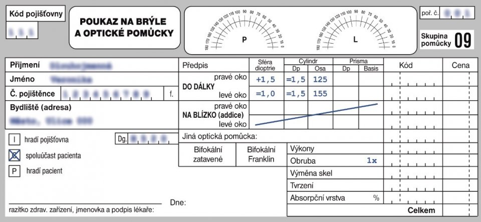 Cylindrické hodnoty na lékařském předpise značí astigmatismus